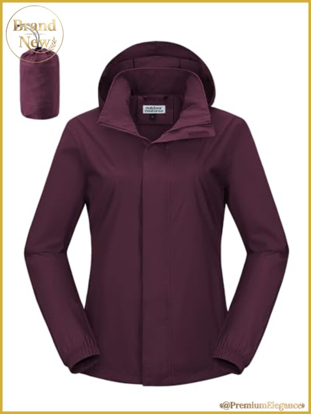 Packable Ultralight Waterproof Rain Jacket with Hood for Women